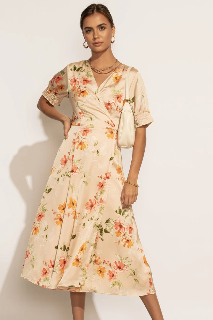 ROKOKO Bump Friendly Sophia Floral Dress In Nude 5 ROKOKO Bump Friendly Sophia Floral Dress In Nude