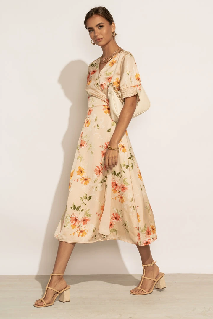 ROKOKO Bump Friendly Sophia Floral Dress In Nude 4 ROKOKO Bump Friendly Sophia Floral Dress In Nude