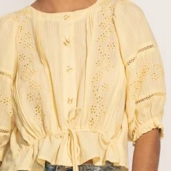 BLU PEPPER Tops Becca Embroidered Blouse In Yellow 12 BLU PEPPER Tops Becca Embroidered Blouse In Yellow