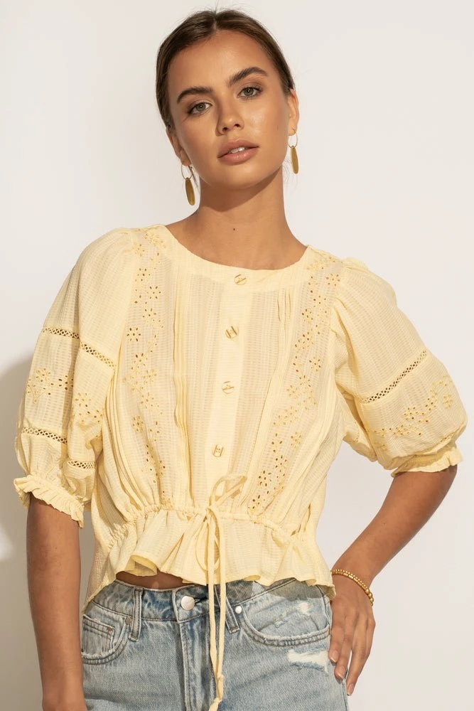 BLU PEPPER Tops Becca Embroidered Blouse In Yellow 6 BLU PEPPER Tops Becca Embroidered Blouse In Yellow