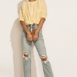 BLU PEPPER Tops Becca Embroidered Blouse In Yellow