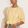 BLU PEPPER Tops Becca Embroidered Blouse In Yellow