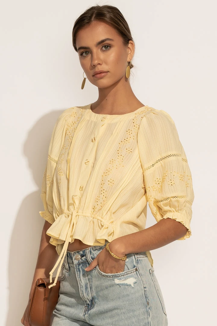 BLU PEPPER Tops Becca Embroidered Blouse In Yellow 3 BLU PEPPER Tops Becca Embroidered Blouse In Yellow