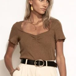 WISHLIST Sofie Ribbed Top In Brown New Arrivals 11 WISHLIST Sofie Ribbed Top In Brown New Arrivals