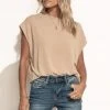 SINA Greta Muscle Tee In Tan Tops