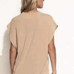 SINA Greta Muscle Tee In Tan Tops
