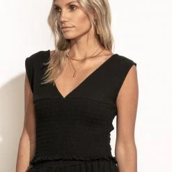 WORUI Fresh Markdowns Sylvia Smocked Tank In Black - FINAL SALE 17 WORUI Fresh Markdowns Sylvia Smocked Tank In Black - FINAL SALE