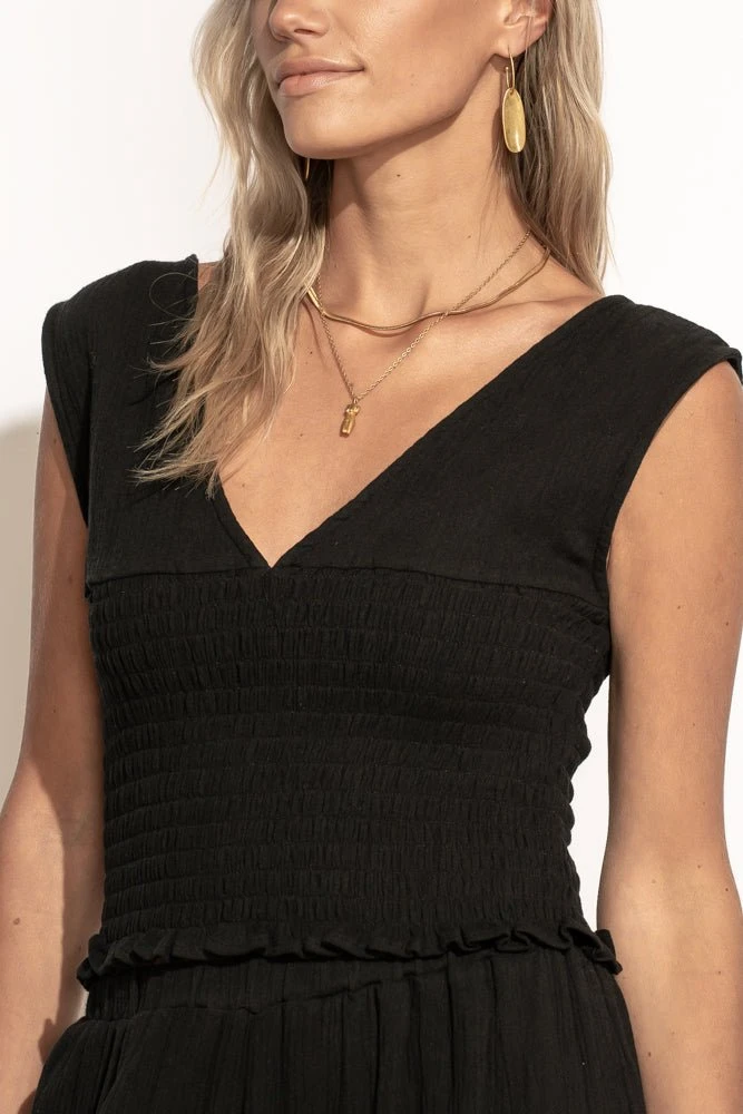 WORUI Fresh Markdowns Sylvia Smocked Tank In Black - FINAL SALE 3 WORUI Fresh Markdowns Sylvia Smocked Tank In Black - FINAL SALE