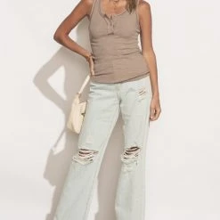 LA MIEL Tops Waylon Ribbed Tank Top In Mocha