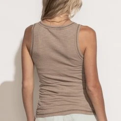 LA MIEL Tops Waylon Ribbed Tank Top In Mocha