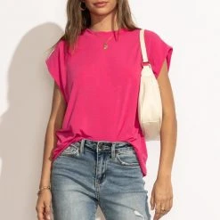 SINA Tops Greta Muscle Tee In Pink