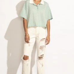 LIME N CHILI Bree Cropped Top In Sage - FINAL SALE Fresh Markdowns