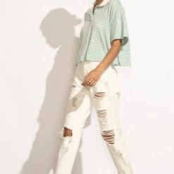 LIME N CHILI Bree Cropped Top In Sage - FINAL SALE Fresh Markdowns