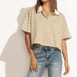 LIME N CHILI Bree Cropped Top In Tan