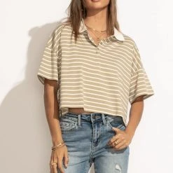 LIME N CHILI Bree Cropped Top In Sage - FINAL SALE Fresh Markdowns