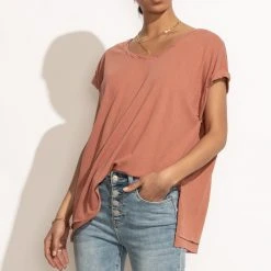 WISHLIST Annie Rolled Sleeve Tee In Mauve