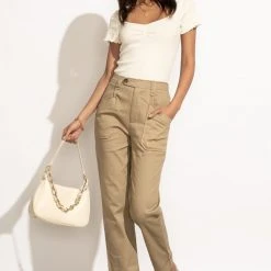WELLMADE INC Naya Pants In Taupe