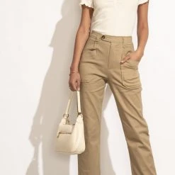 WELLMADE INC Naya Pants In Taupe