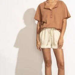 LA MIEL Harlow Top In Blue Tops