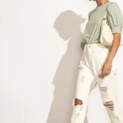 DOE&RAE Chelsea Top In Sage