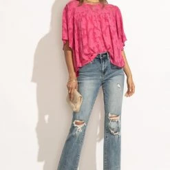 EN CREME Harley Blouse In Hot Pink