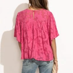 EN CREME Harley Blouse In Hot Pink