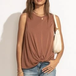LUSH CLOTHING Tops Marlene Tank Top In Brown
