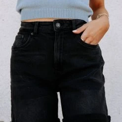 Denim Vero Moda Rolled Leg Shorts In Black - FINAL SALE