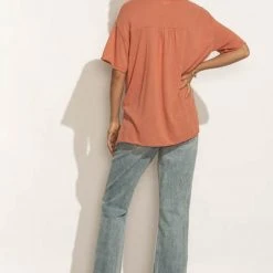 LA MIEL Paula Oversized Top In Orange