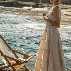 &MERCI Carlotta Tiered Maxi Dress In Beige - FINAL SALE Coastal Getaway