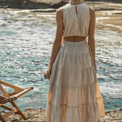 &MERCI Carlotta Tiered Maxi Dress In Beige - FINAL SALE Coastal Getaway