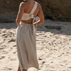 SINA Coastal Getaway Suzie Midi Dress In Natural - FINAL SALE