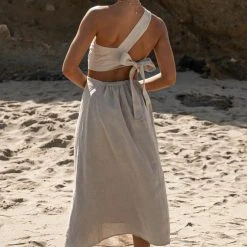SINA Coastal Getaway Suzie Midi Dress In Natural - FINAL SALE