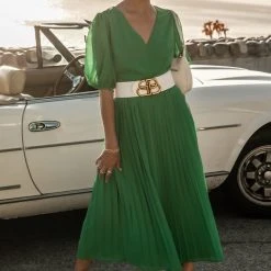 Flying Tomato Nadia Midi Dress In Green