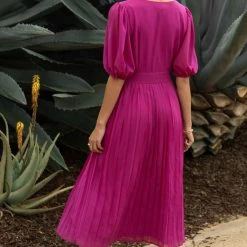 Flying Tomato Coastal Getaway Nadia Midi Dress In Magenta