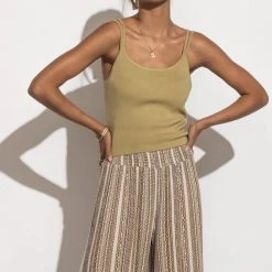 SINA New Arrivals Bianca Double Strap Tank In Green