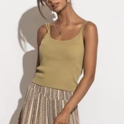 SINA New Arrivals Bianca Double Strap Tank In Green