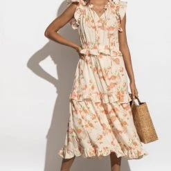 CALISTA New Arrivals Halle Floral Dress In Coral