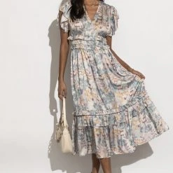 WORUI Dresses Willa Ruffle Dress In Lavender Floral