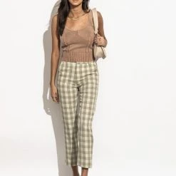 CALISTA Page Plaid Pants In Green - FINAL SALE Work Edit