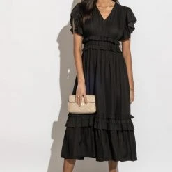 WORUI New Arrivals Willa Ruffle Dress In Black
