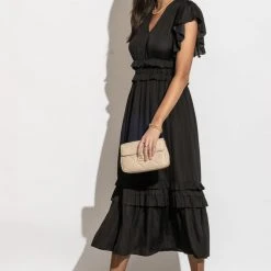 WORUI New Arrivals Willa Ruffle Dress In Black