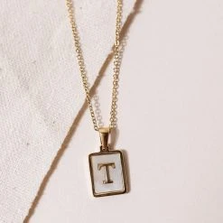 J&D JEWELRY Necklaces Pearl Initial Necklace - FINAL SALE