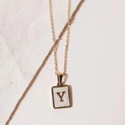 J&D JEWELRY Necklaces Pearl Initial Necklace - FINAL SALE