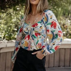 LOVE STITCH Clothing Illustrated Devon Floral Blouse Tops