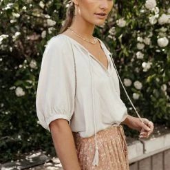 LOVE STITCH Clothing Illustrated London Blouse In Cream