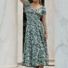 CLOTHING COMPANY Khari Floral Dress In Green Dresses