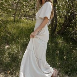 LOVE STITCH Clothing Illustrated Dresses Sariah Maxi Dress In Cream