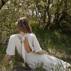 LOVE STITCH Clothing Illustrated Dresses Sariah Maxi Dress In Cream