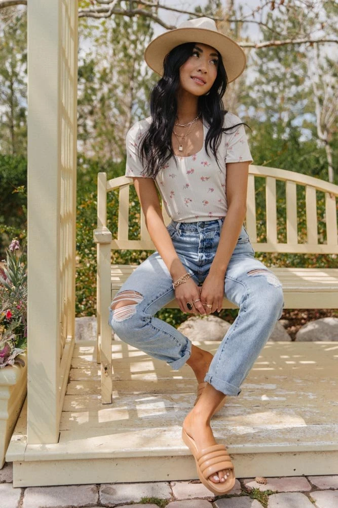 LIME N CHILI Bohme In Bloom Brecken Floral Top In White 3 LIME N CHILI Bohme In Bloom Brecken Floral Top In White